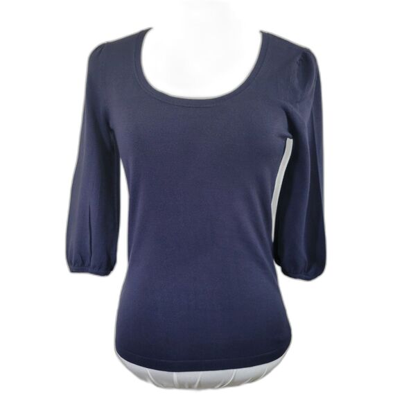 Ann Taylor Sweaters - Ann Taylor navy blue sweater 3/4 sleeve scoop neck size XS